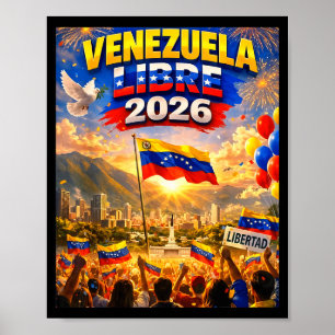 Vrij Venezuela 2026 Venezuela Hart Vlag Poster
