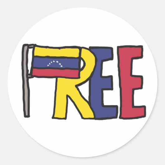 Vrij Venezuela Ronde Sticker (Voorkant)