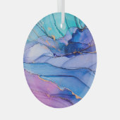 Vrij vloeiende texturen, luxe abstracte kunst. glas ornament (Voorkant Rechts)