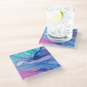 Vrij vloeiende texturen, luxe abstracte kunst. glazen onderzetter (Schuin)