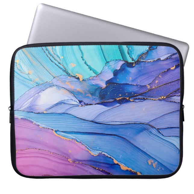 Vrij vloeiende texturen, luxe abstracte kunst. laptop sleeve (Voorkant)
