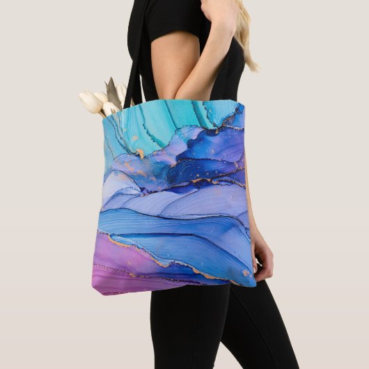 Vrij vloeiende texturen, luxe abstracte kunst. tote bag (Dichtbij)