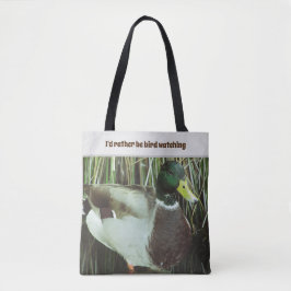 Vrij vogelkijken naar Mallard Duck Lake Bird Tote Bag