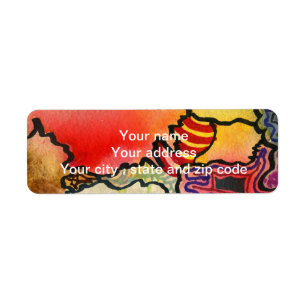 Vrij vormen abstracte, koele en hete kleurencellen etiket