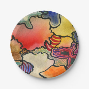 Vrij vormen abstracte, koele en hete kleurencellen papieren bordje