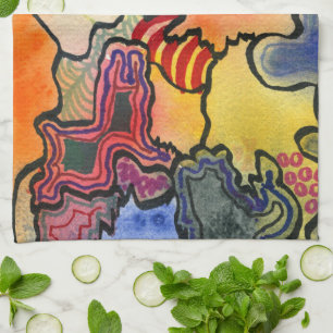 Vrij vormen abstracte, koele en hete kleurencellen theedoek