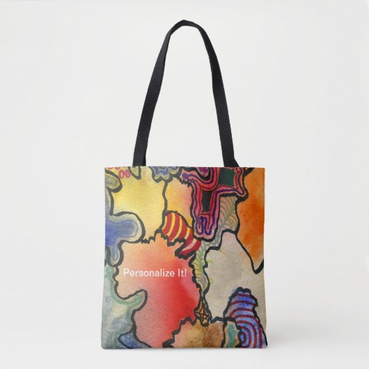 Vrij vormen abstracte, koele en hete kleurencellen tote bag (Voorkant)