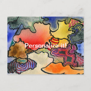 Vrij vormen abstracte, koele en hete kleurencellen uitnodiging briefkaart