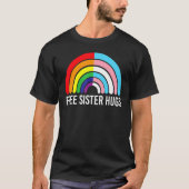 Vrij zuster Hugs Regenboogvaart Transgender Flag L T-shirt (Voorkant)