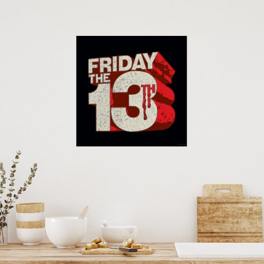 Vrijdag 13 | 3D-gestapelde bloeding Poster (Keuken)