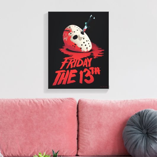 Vrijdag 13 | Mes door middel van hakkeienmasker Canvas Afdruk (Insitu (Woonkamer))