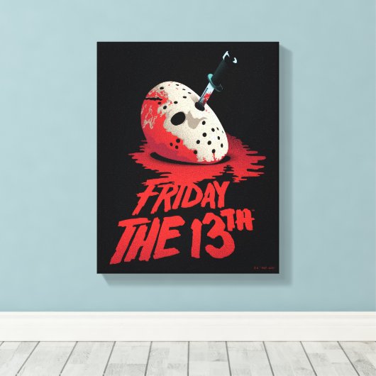 Vrijdag 13 | Mes door middel van hakkeienmasker Canvas Afdruk (Insitu (Houten vloer))