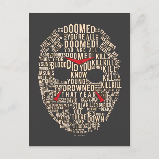 Vrijdag 13 | Typografie Hockey Mask Briefkaart (Voorkant)