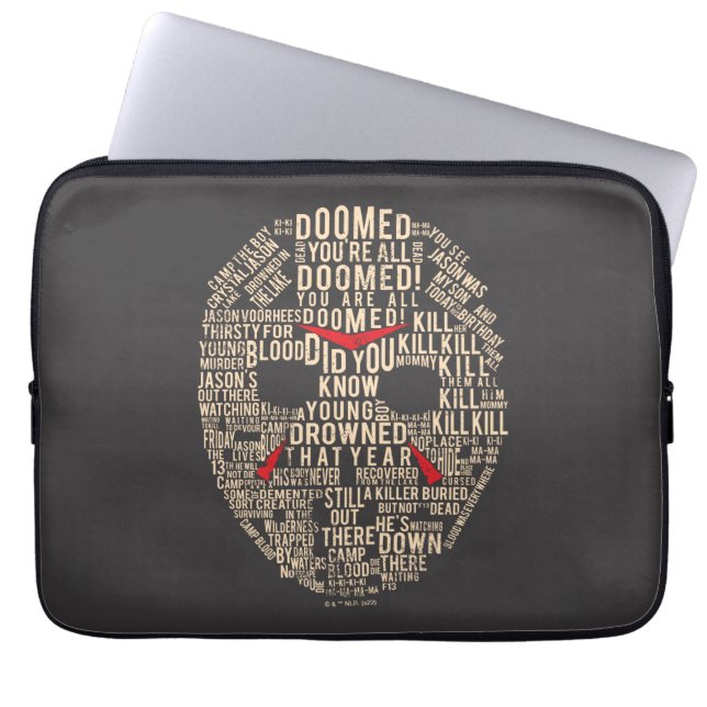 Vrijdag 13 | Typografie Hockey Mask Laptop Sleeve (Voorkant)