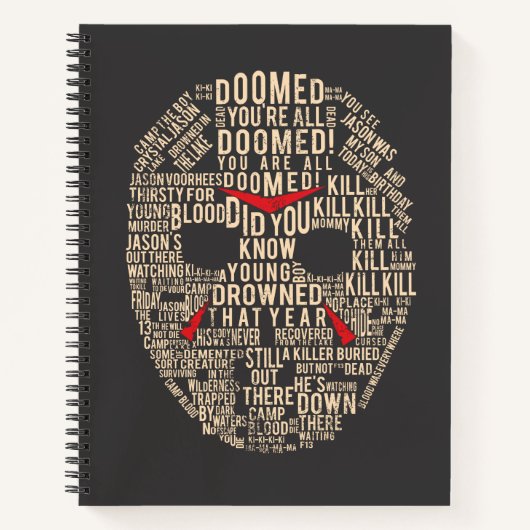 Vrijdag 13 | Typografie Hockey Mask Notitieboek (Voorkant)