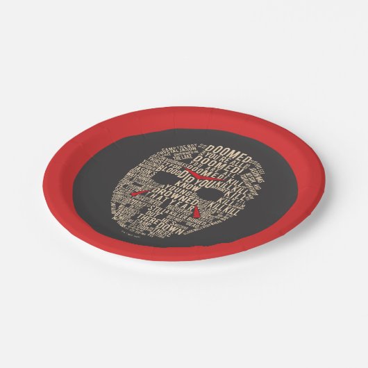 Vrijdag 13 | Typografie Hockey Mask Papieren Bordje (Gekanteld)