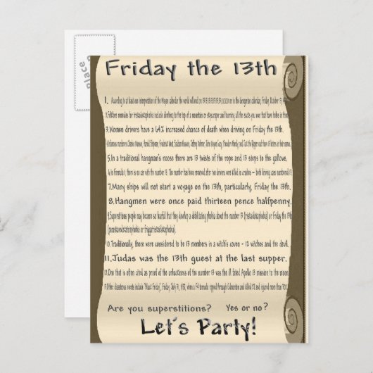 Vrijdag 13 uitnodiging briefkaart (Voorkant / Achterkant)