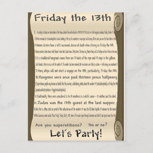 Vrijdag 13 uitnodiging briefkaart (Voorkant)