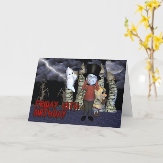 Vrijdag 13e Verjaardag, Spooky Ghost, en wezens Kaart (Gele Bloem)