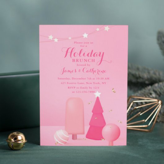 Vrijdag Brunch Kerstmis Brunch Pink Modern Party Kaart