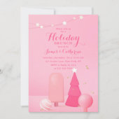 Vrijdag Brunch Kerstmis Brunch Pink Modern Party Kaart (Voorkant)