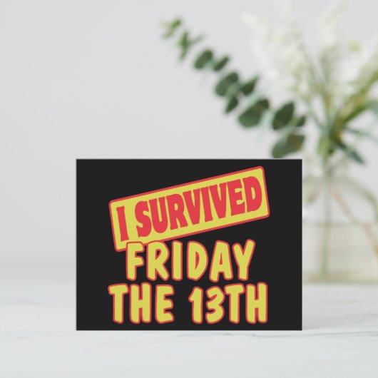 VRIJDAG DE 13DE OVERLEVING IK BRIEFKAART (Staand voorkant)