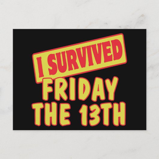 VRIJDAG DE 13DE OVERLEVING IK BRIEFKAART (Voorkant)