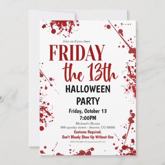 Vrijdag de 13e Halloween Party uitnodiging (Voorkant)