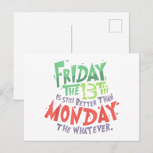Vrijdag de 13e is beter dan maandag de wat dan ook briefkaart (Voorkant / Achterkant)
