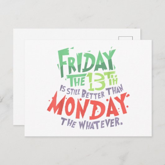 Vrijdag de 13e is beter dan maandag de wat dan ook feestdagenkaart (Voorkant / Achterkant)