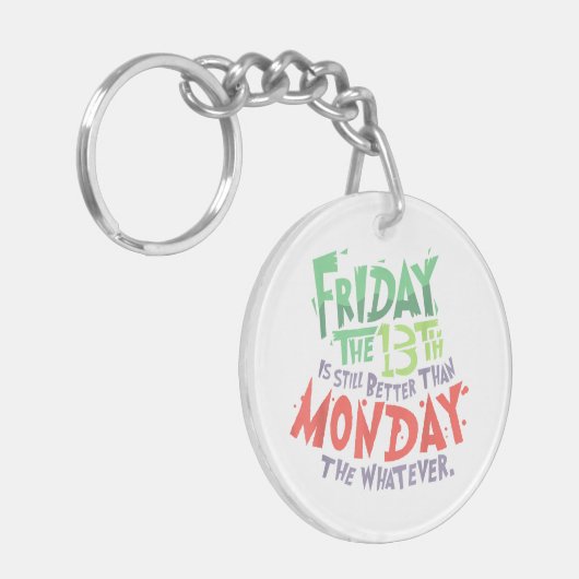 Vrijdag de 13e is beter dan maandag de wat dan ook sleutelhanger (Voorkant Links)
