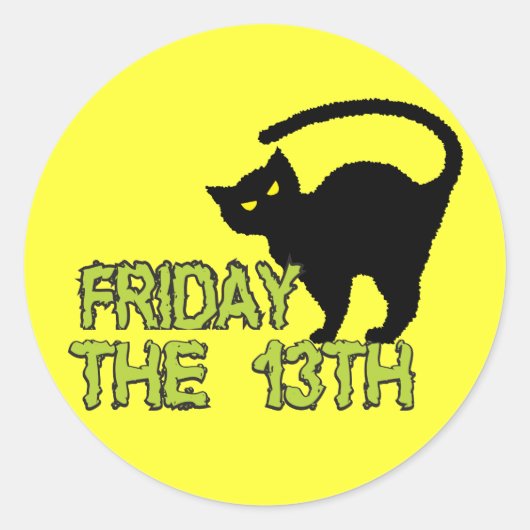 Vrijdag De 13e Zwarte Kat Ronde Sticker (Voorkant)