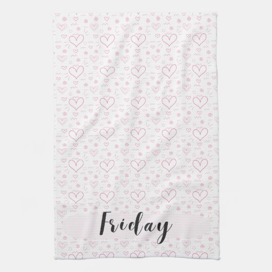 Vrijdag Doodle Harten Keukendoek Theedoek (Verticaal)