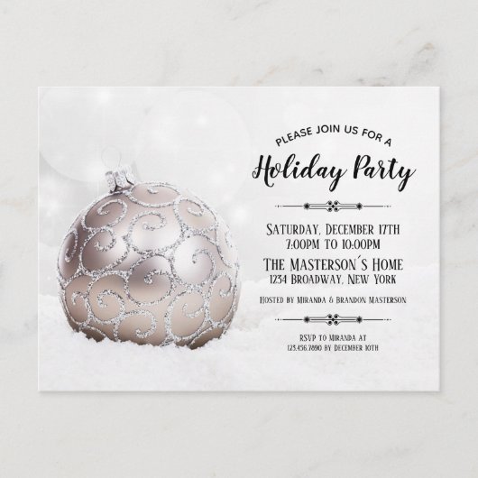 Vrijdag feest witte winter wonderland uitnodiging (Voorkant)