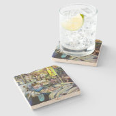 Vrijdag fijne vis, Singapore Stenen Onderzetter (Zijkant)