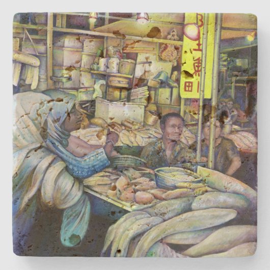 Vrijdag fijne vis, Singapore Stenen Onderzetter (Voorkant)