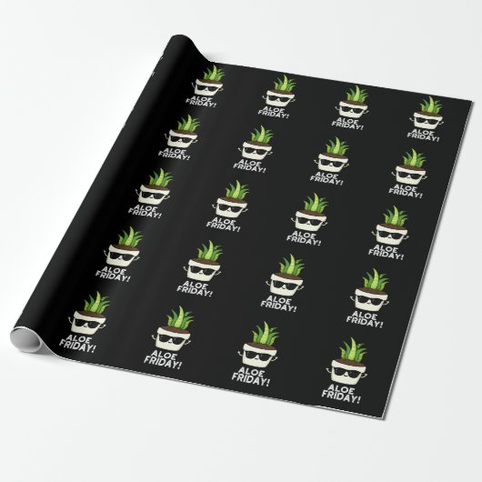 Vrijdag Funny Aloe Vera Plant Pun Dark BG Cadeaupapier (Uitgerold)