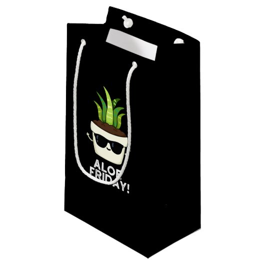 Vrijdag Funny Aloe Vera Plant Pun Dark BG Klein Cadeauzakje (Voorkant Gekanteld)