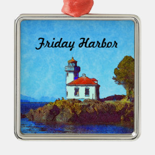 Vrijdag Harbour Limoen Kiln Lighthouse Framed Orna Metalen Ornament