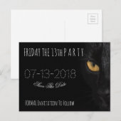Vrijdag het 13e feest Save the Date Black Cat Aankondigingskaart (Voorkant / Achterkant)