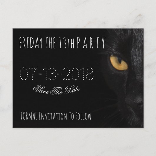 Vrijdag het 13e feest Save the Date Black Cat Aankondigingskaart (Voorkant)