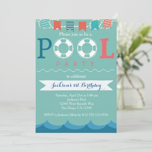 Vrijdag in Nautical Pool Party Kaart (Staand voorkant)