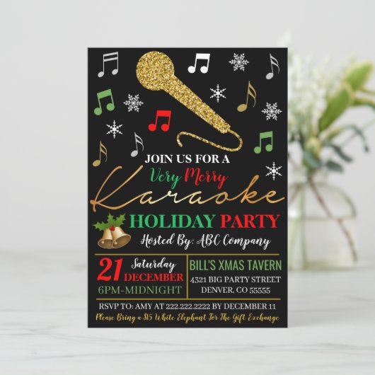 Vrijdag Karaoke Partij Uitnodiging (Staand voorkant)