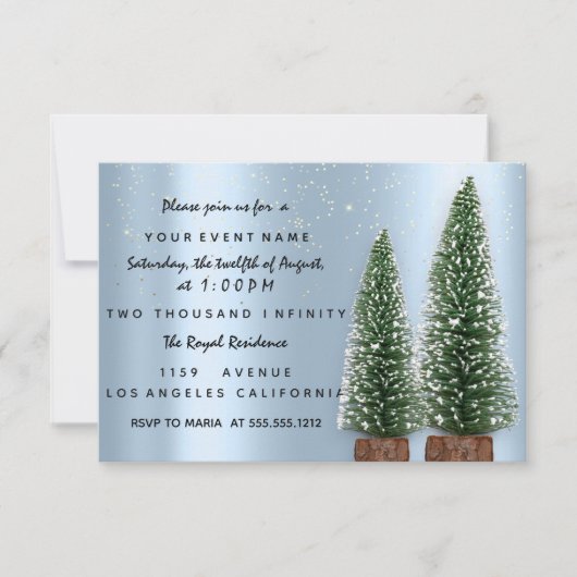 Vrijdag kerstfeest Uitnodiging Blauwe Dinner Lux (Voorkant)