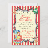 Vrijdag kerstmis Victoriaans Tea Party uitnodiging (Voorkant)
