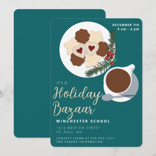 Vrijdag Koekjes en koffie- en theebazaarbericht Kaart (Voorkant / Achterkant)