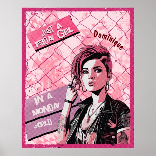 Vrijdag Meisje in de Maandag Wereld. Bewerkbare na Poster (Voorkant)
