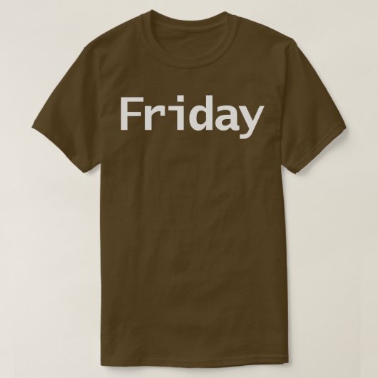 Vrijdag Minimale Typografie Witte Tekst T-shirt (Design voorkant)