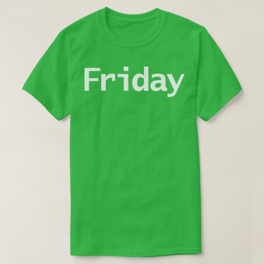 Vrijdag Minimale Typografie Witte Tekst T-shirt (Design voorkant)