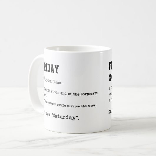 VRIJDAG Mok – Weekend Vibes Coffee Mok (Voorkant links)